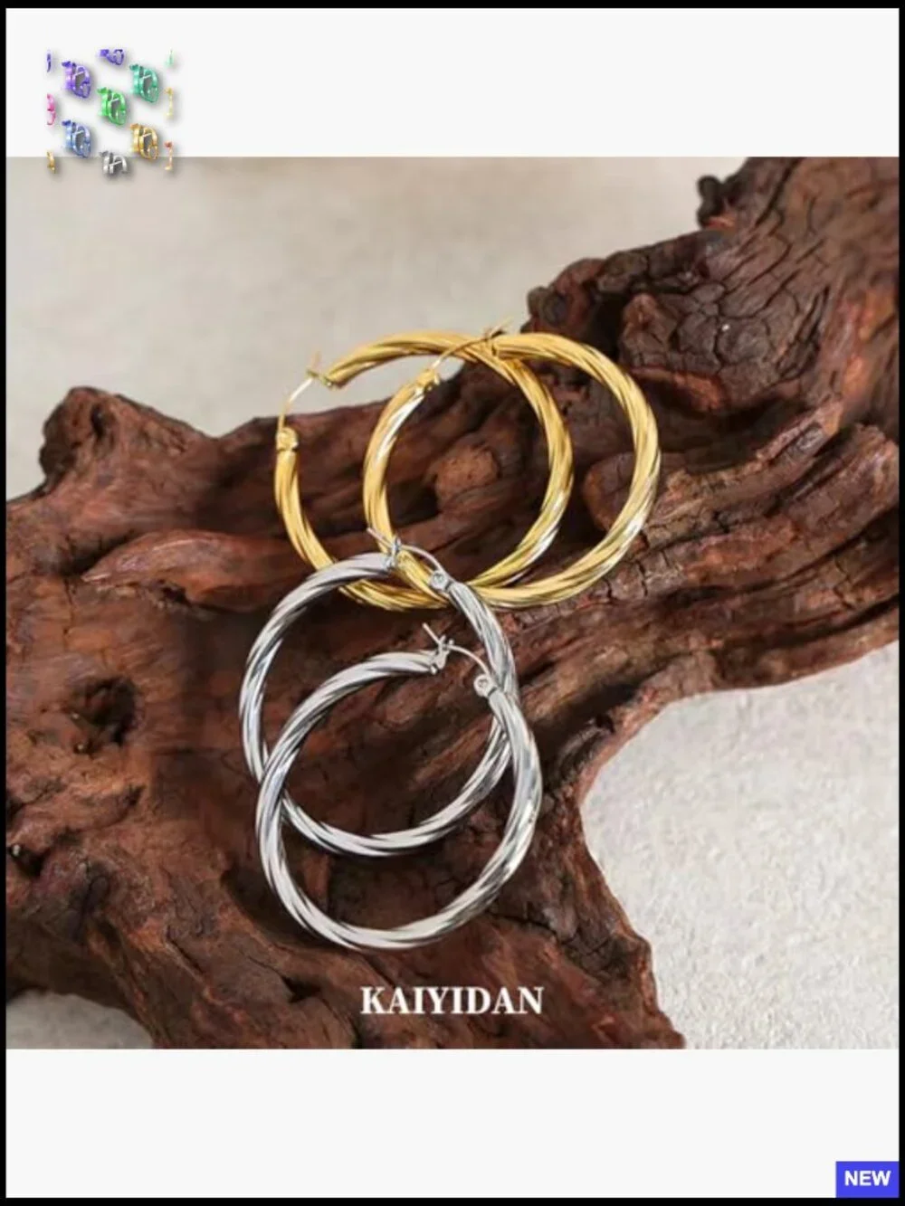 2 Pair Hoop Earrings Set Gold Silver Chunky Huggie Twisted Geometric Fashion